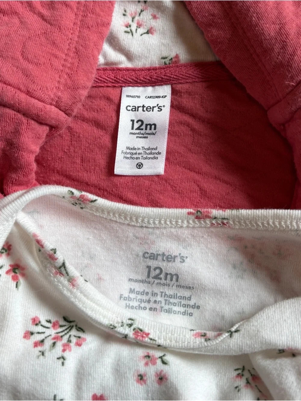 Carter's Baby Girl Hoodie & Floral Bodysuit Set 12M Pink Zip Hoodie Outfit